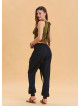 Black Bohemian Shalwar with Elastic Waistband and Rope Detail and Buttons 4555